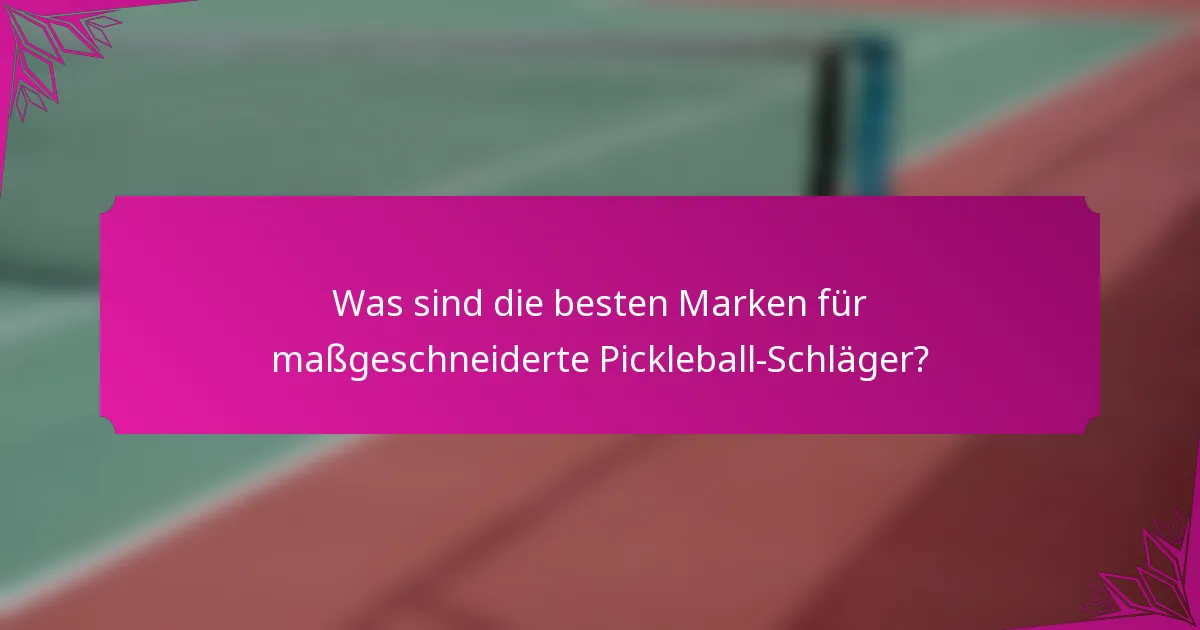 Was sind die besten Marken für maßgeschneiderte Pickleball-Schläger?