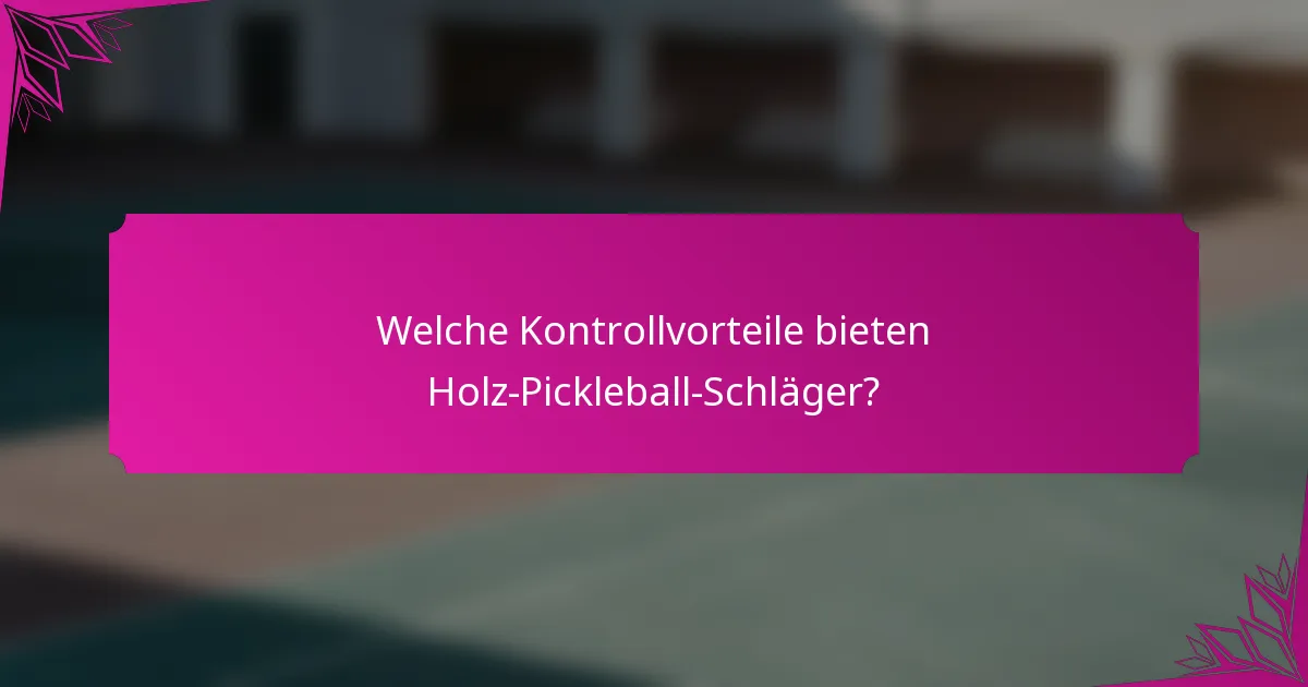 Welche Kontrollvorteile bieten Holz-Pickleball-Schläger?