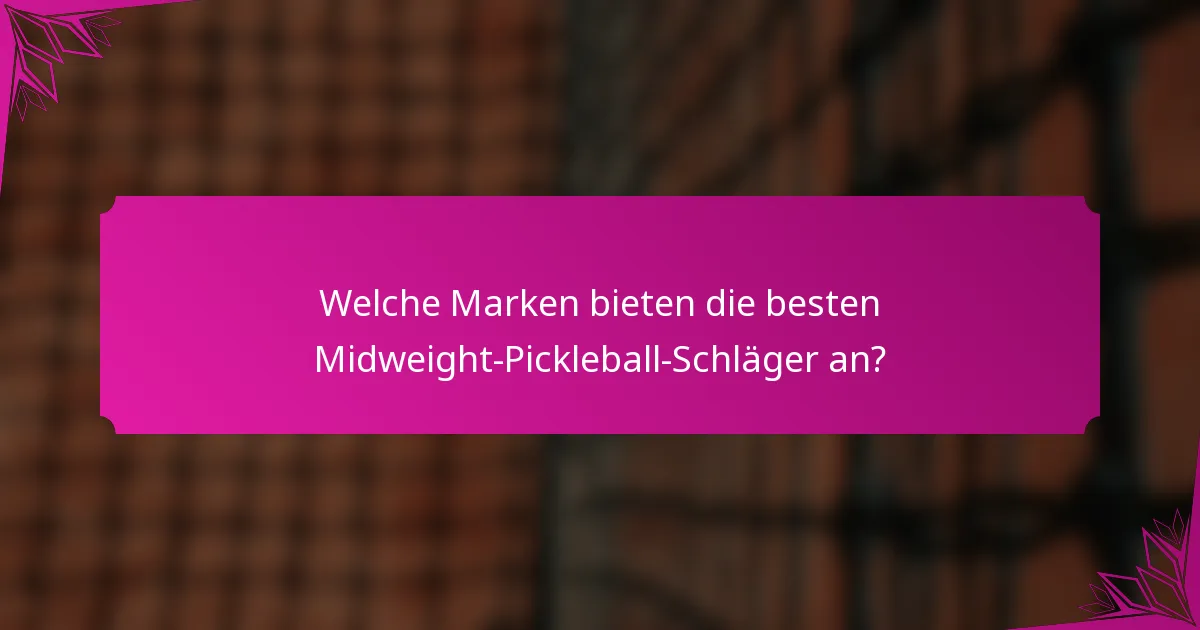 Welche Marken bieten die besten Midweight-Pickleball-Schläger an?
