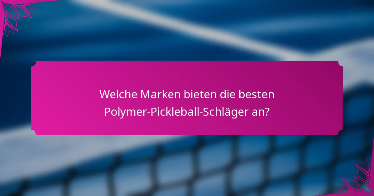 Welche Marken bieten die besten Polymer-Pickleball-Schläger an?
