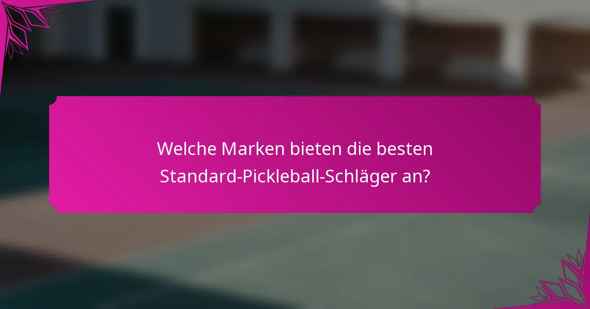 Welche Marken bieten die besten Standard-Pickleball-Schläger an?