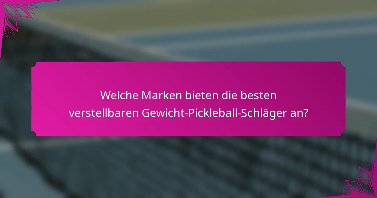 Welche Marken bieten die besten verstellbaren Gewicht-Pickleball-Schläger an?