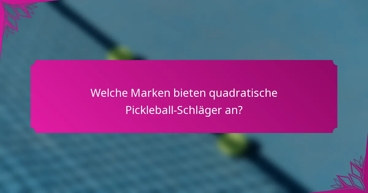 Welche Marken bieten quadratische Pickleball-Schläger an?