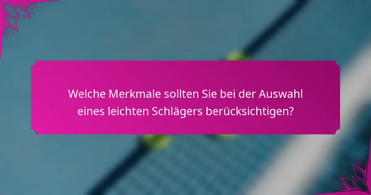Welche Merkmale sollten Sie bei der Auswahl eines leichten Schlägers berücksichtigen?