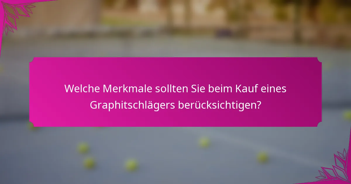 Welche Merkmale sollten Sie beim Kauf eines Graphitschlägers berücksichtigen?