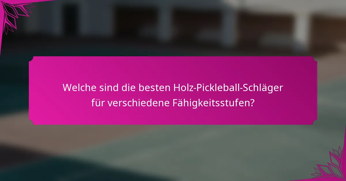 Welche sind die besten Holz-Pickleball-Schläger für verschiedene Fähigkeitsstufen?