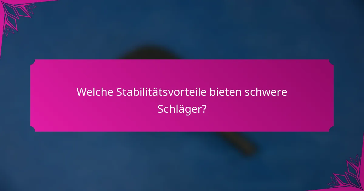 Welche Stabilitätsvorteile bieten schwere Schläger?
