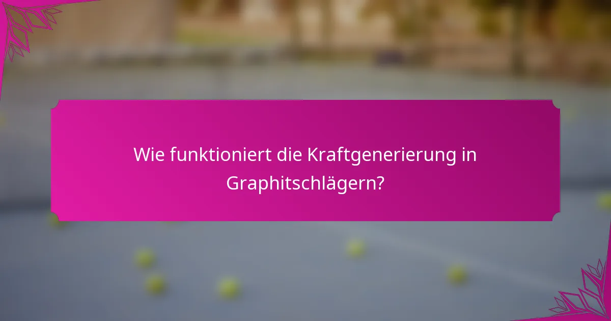 Wie funktioniert die Kraftgenerierung in Graphitschlägern?