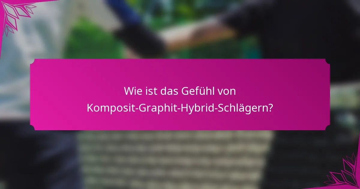 Wie ist das Gefühl von Komposit-Graphit-Hybrid-Schlägern?