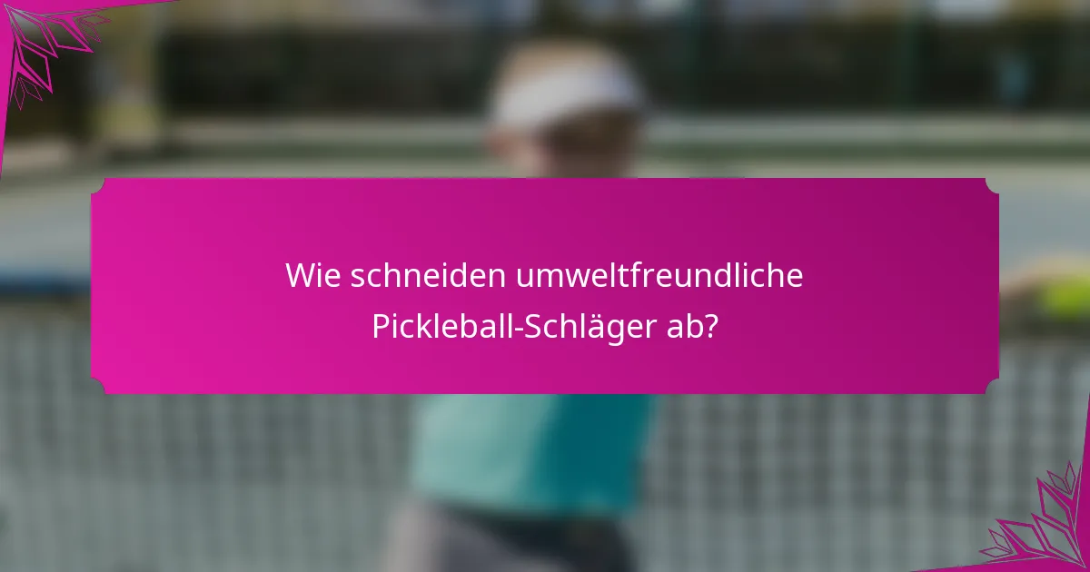 Wie schneiden umweltfreundliche Pickleball-Schläger ab?