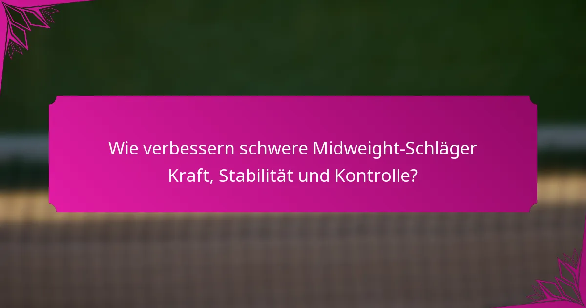Wie verbessern schwere Midweight-Schläger Kraft, Stabilität und Kontrolle?